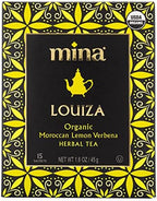 Mina Louiza, Organic Moroccan Lemon Verbena Tea, Organic Herbal Tea Bags, 15 Biodegradable Sachets, Refreshing Lemon Tea, Caffeine Free, Moroccan Lemon Verbena Tea Bags