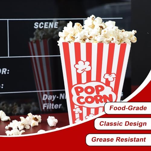 Homrelaxy 54Pcs Mini Popcorn Boxes, 4.6" Tall and 2.6" Square Small Paper Popcorn Containers Buckets for Pop Corn Machine, Movie Night, Cinema, Carnival, Party, Concessions