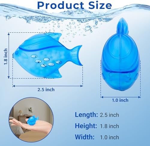 Funmit Humidifier Cleaning Fish, 12 Pack Humidifier Cleaner for Humidifiers and Fish Tanks, Purifies Water, Prevents Hard Water Build-Up, Reduces Scale, Blue