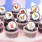 Farm Animal Cupcake Toppers, Petting Zoo Edible Mini Cake Decorations, Woodland Animals Party Decoration, Farmer Topper - 48 x 1.18 Inch 3cm PRECUT (48)