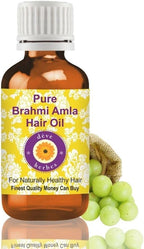 Deve Herbes Brahmi Amla Hair Oil | Infused | Pure | Non-Sticky | Lightweight | for Facial Care | Men & Women | 100ml (3.38 oz)