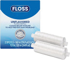 2-Spools Dental Floss Refill Unflavored – 320 Meters Total Micro Textured New Version (Fits Most Refillable Floss Dispensers, Smooth Glide, Shred-Resistant)