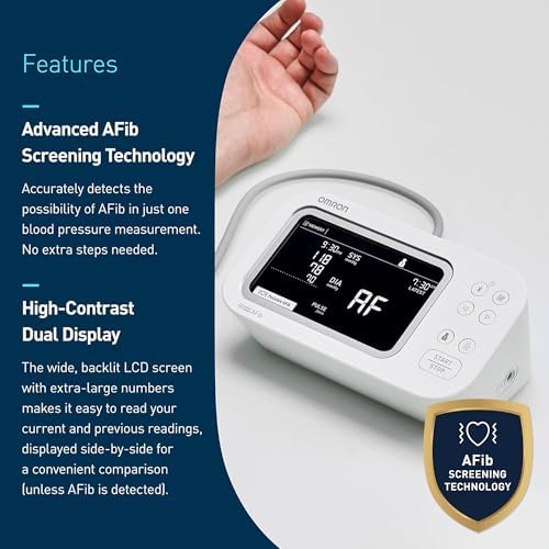 OMRON Platinum Blood Pressure Monitor for Home Use & Upper Arm Blood Pressure Cuff - #1 Doctor & Pharmacist Recommended Brand - Clinically Validated - AFib Detection - Connect App