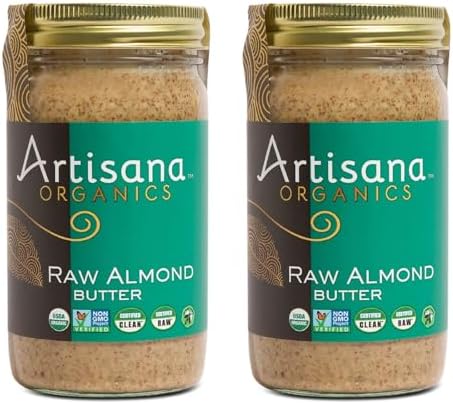 Artisana Organics Raw Almond Butter (2 Pack, 14oz Jars) | USDA Organic, No Sugar Added, No Palm Oil, Vegan, Paleo and Keto Friendly, Non-GMO