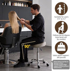 Saddle Stool, Swivel Saddle Stool with Wheels, Adjustable Rolling Stool 18"-26", Faux Leather Rolling Stool for Salon, Massage, Clinic, Lab, Office (Light Grey, 1PCS (18"-26"))