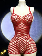 OYOANGLE Women's Fishnet Dress Bodysuit Hollow Out Lingerie Chemise Nightwear