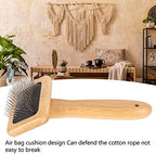 Fockety Sheepskin Wool Brush, Macrame Slicker Comb Pet Slicker Brush with Wood Handle, Removing Shedding and Dirt, All Hair Types, Cats, Dogs, Fabric Care Enthusiasts, All Ages