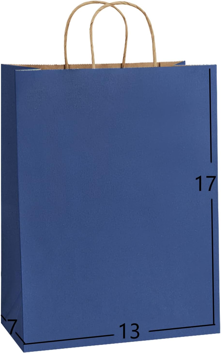 BagDream Navy Blue Gift Bags 13x7x17 50Pcs Large Kraft Paper Shopping Bags with Handles Bulk, for Party Favor, Retail, Merchandise, Grocery, Recycled Paper Sacks