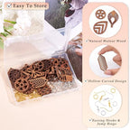 Elecrelive 11 Pairs Wooden Dangle Earring Kits Leaf Rhombus Butterfly Gear Wood Earring Pendants Natural Wooden Charms with Earring Hooks for Jewelry Craft Making