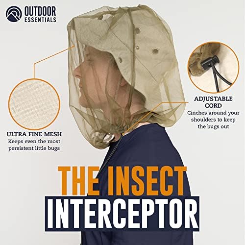 OutdoorEssentials Mosquito Bug Head Net - Face Netting Protection Against Mosquitoes, Gnats, Midges While Fishing or Camping - Midge Nets Mesh Protection for Men & Women - 2 Pack