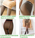 Mivnue Fleece Lined Tights for Women Winter Warm Sheer Black Womens Tights Thermal Thick Fake Translucent Pantyhose