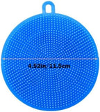 Silicone Sponges Dish Scrubber, Multi-Purpose Kitchen Sponge for Household Cleaning, Best for Nonstick Pots and Pans, Potato Vegetable Fruit Cleaner (3, Silicone Sponge Rund Blue)