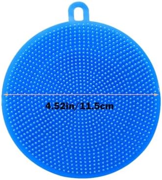 Silicone Sponges Dish Scrubber, Multi-Purpose Kitchen Sponge for Household Cleaning, Best for Nonstick Pots and Pans, Potato Vegetable Fruit Cleaner (3, Silicone Sponge Rund Blue)