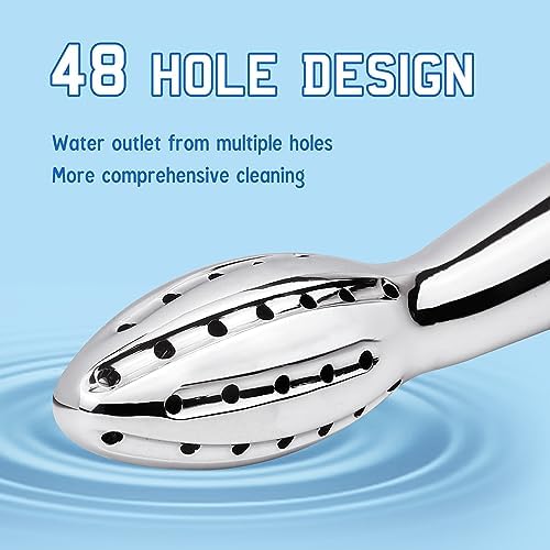 Shower Douche Shower Enema Shower Cleaner Enema Douche System, Handheld Water Shower Nozzle Anal Rinse Vaginal Cleaning Kit for Men Women, Silver (Aluminum)