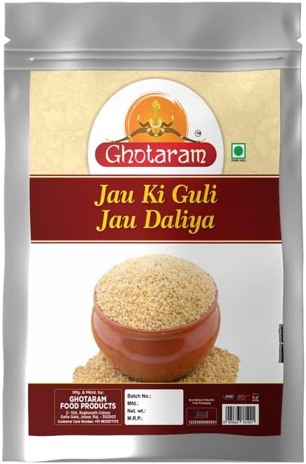 Ghotaram Desi JAU ka Dalia, Jau Daliya Porridge, Organic Sprouted Broken Cracked Barley, Jao ki Guli, Natural Barley Daliya with High Fiber, Healthy Sprouted Barli, Javvu Dalia-240g