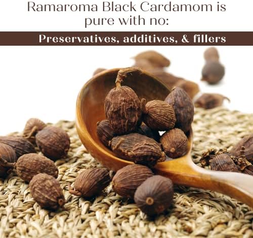 Ramaroma Black Cardamom Pods (Kali Elachi) Whole Indian Spice 3oz (85g) All Natural | Vegan | Gluten Friendly | NON-GMO | Smokey | Tsaoko | Cao Guo | Bach Dan Khau | बड़ी इलायची