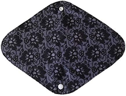 5 Pieces Charcoal Bamboo Mama Cloth/Menstrual Pads/Reusable Sanitary Pads (Black lace, Heavy (12 inch))