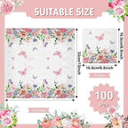 100 Pcs Butterfly Napkins Pink Butterfly Party Paper Guest Towels Disposable Colorful Garden Spring Summer Flower and Butterflies Hand Towels for Wedding Birthday Party Supplies (6.5 x 6.5 Inch)