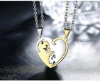 Cat Matching Necklaces, heart cat necklace,friendship necklace,couple necklaces, stainless steel necklace,bff necklace, birthday present, anniversary, Christmas Gift