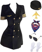 Adult Stewardess Costume Women Flight Attendant Costume with Accessories