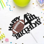 Football Happy 4th Birthday Cake Topper - Football/Sport Theme Birthday Party Decorations for Boys - Four Years Birthday Party Supplies