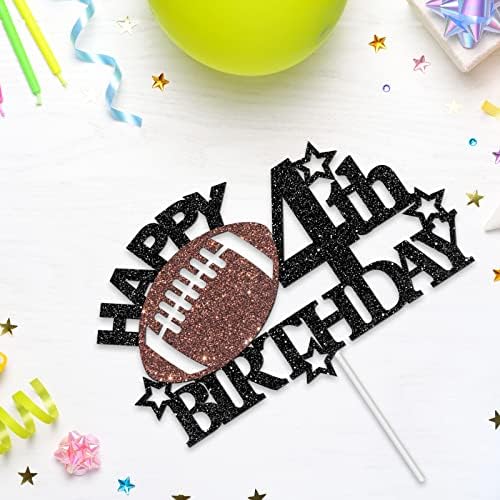 Football Happy 4th Birthday Cake Topper - Football/Sport Theme Birthday Party Decorations for Boys - Four Years Birthday Party Supplies