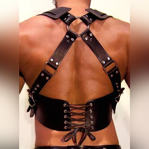 Men's Body Chest Harness Belt Strap Adjustable PU Leather Punk Muscle Show Fashion Halloween Costumes Sexy Body Harness for Cosplay Party Nightclub Clubwear Belt Muscles