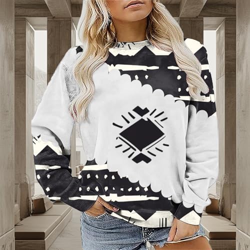 MARSVOVO Western Shirt For Women Fashion Long Sleeves Aztec Cowgirl Sweatshirt Crew Neck Casual Work Tops For Women