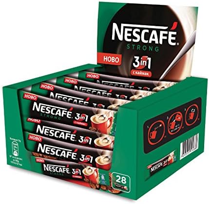 Nescafe 3 in 1 Strong Instant Coffee Single Packets, (Pack of 28)