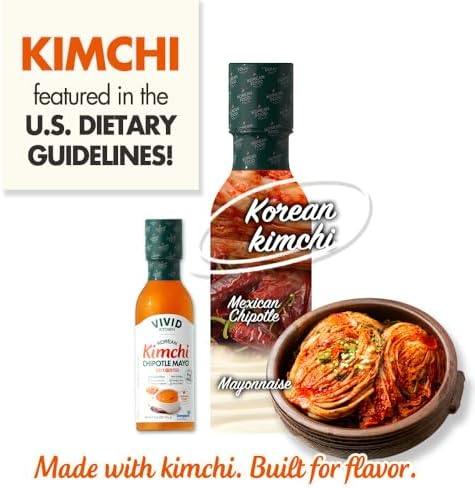 VIVID KITCHEN Kimchi Chipotle Mayo - Korean Fusion Sauce - 8.6 oz Bottle - Bold, Spicy, Creamy Condiment - No MSG or Preservatives - Perfect for Topping, Dipping, Spreading & Cooking