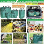 Standard 2-Pack 46 Gallon Lawn Garden Bags (D26,H19 in) Yard Waste Bags W/Gardening Gloves for Leaf Bag,Yard Debris,Trash Container,Recycling Bin,Camping Waste Bin,Grass Clippings,Weeds Bag 4 Handles
