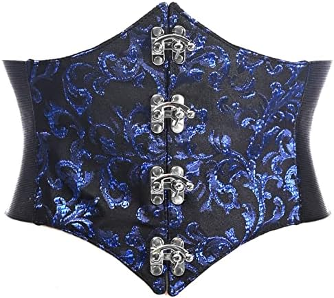 Lavish Dark Crushed Velvet Corset Belt Cincher w/Clasps