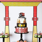 12th Happy Birthday Cake Topper Kung FU Ninja Themed Karate Boy Girl Glitter Party Cake Decorations