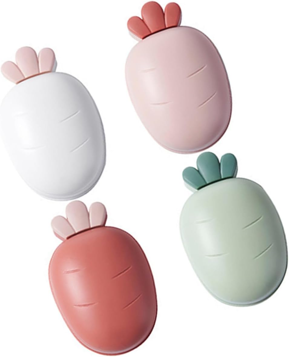Alipis 4-pcs Carrot Shape Soap Box Set with Lid Large Drainage Bar Soap Holder for Bathroom and Kitchen Use