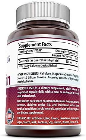 Amazing Formulas Quercetin 500mg 120 Veggie Capsules Supplement - Non-GMO - Gluten Free - Supports Overall Health & Well Being