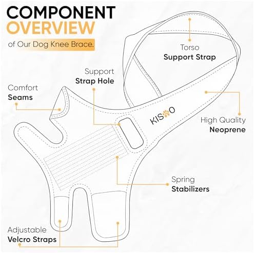 KISAO Dog Knee Brace for Torn ACL Hind Leg - Adjustable Knee Brace for Arthritis Pain Reliever for Dogs - Neoprene Compression for Joint Stability, Pain Relief - Comfortable & Vet-Recommended (Large)