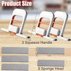 Juome 3Pcs Mini Foldable Desktop Mop - Portable Self-Squeeze Sponge Cleaning Tool, Wet and Dry Use Cleaning System, Mini Mop for Kitchen Counter, Bathroom, Glass (5 Sponge Head + 3 Squeeze Handle)
