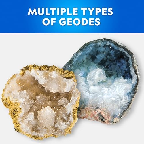 National Geographic Break Open 15 Premium Geodes Science Kit - Includes Goggles & 3 Display Stands - Great STEM Science Kit, Geology Gift for Kids, Break Your Own Geodes with Crystals