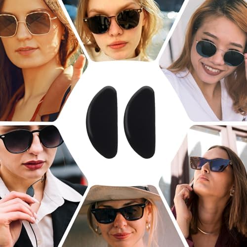 30 Pairs Eyeglasses Nose Pads Black Anti-Slip Soft Glasses Nose Pad Replacement Silicone Adhesive Transparent Eyeglass Noses Pads for Full Plastic Frames (Black 1.0mm)