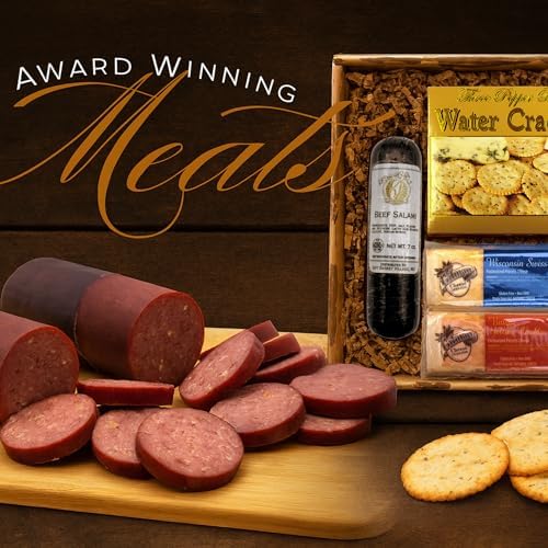 Gift Basket Village Classic Meat and Cheddar Cheese Gift Box - Gourmet Birthday Gifts for Men, Charcuterie Boards, Premium Artisanal Selection for Meat Lovers, Ideal for Holiday & Corporate