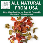SPICES VILLAGE Dried Bell Pepper Flakes, Dehydrated Bell Peppers Mix, Dried Bell Pepper Flakes, 16 Oz (1 lb), Dried Ramen Toppings, Bulk Dried Vegetables for Soup Mix, Kosher, Gluten Free, Non GMO