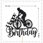 Black Flash Bicycle Happy Birthday Cake Topper,Birthday Party Cake Decoration,Sports Themed Party Supplies
