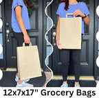 Qutuus Large Brown Paper Bags with Handles - 12x7x17 inches 25pcs Brown Paper Grocery Bags with Handles Bulk, Large Reusable Shopping Bag for recycling, trash, togo, retail.