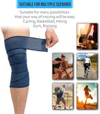 Extra Long Elastic Knee Wrap Compression Bandage Brace Support for Legs, Plantar Fasciitis, Stabilising Ligaments, Joint Pain, Squat, Basketball, Running, Tennis, Soccer, Football, Volleyball (Navy Blue)