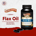 Barlean's Lignan Flaxseed Oil Softgels, Cold-Pressed Flax Seed Supplement with 1,550 mg ALA Omega-3 Fatty Acids for Joint & Heart Health, 1000mg, 250 ct