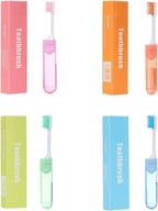 Tvoip 4 Pieces Portable Folding Toothbrush Super Soft Bristle Travelling Toothbrush Fold Travel Camping Hiking Outdoor Easy to Take Teethbrush