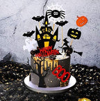 Set of 11 Haunted House Cake Toppers for Halloween - Includes Ghosts, Pumpkins, Spiders