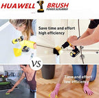 HUAWELL Drill Brush Power Scrubber Cleaning Brush with 2 Extended Attachment Set Kit for Grout, Floor, Tub, Shower, Tile, Bathroom and Kitchen Surface (Yellow)