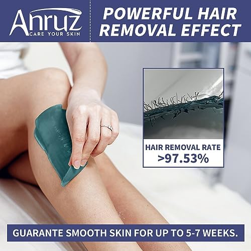 Anruz Waxing Kit for Women Men - Wax Kit for Hair Removal with Silicone Bowl,4 Bags Hard Waxing Beads and 30 Sticks - at Home Use Wax Warmer for Full Body, Bikini, Eyebrow, Face, Sensitive Skin