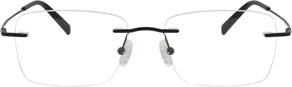 Eyekepper Titanium Rimless Reading Glasses Frameless Rectangle Readers Women Men Black +2.00